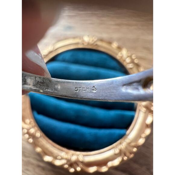 Sterling Silver Gold Topaz Ring Size 6 Oval Cut Gemstone Scroll Band 2g - Picture 6 of 10